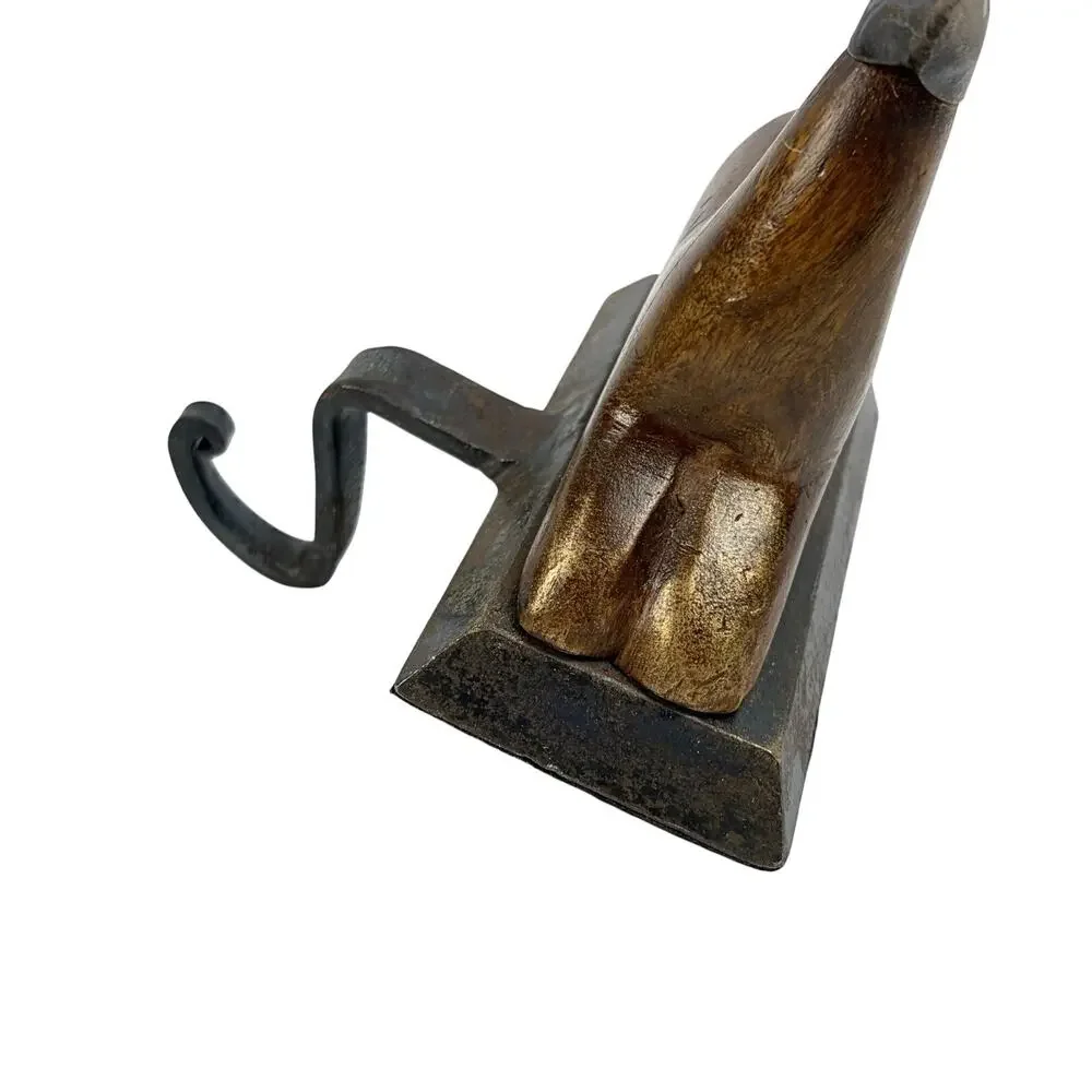 Pier 1 Imports Reindeer Christmas Stocking Hanger Holder Wood Metal Holiday Deer